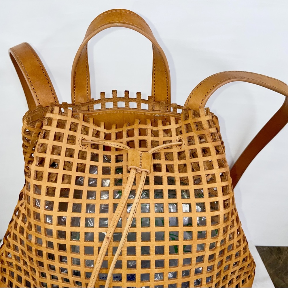 Loeffler Randall Camel Brown Leather Perforated Tassel Backpack - Picture 4 of 15